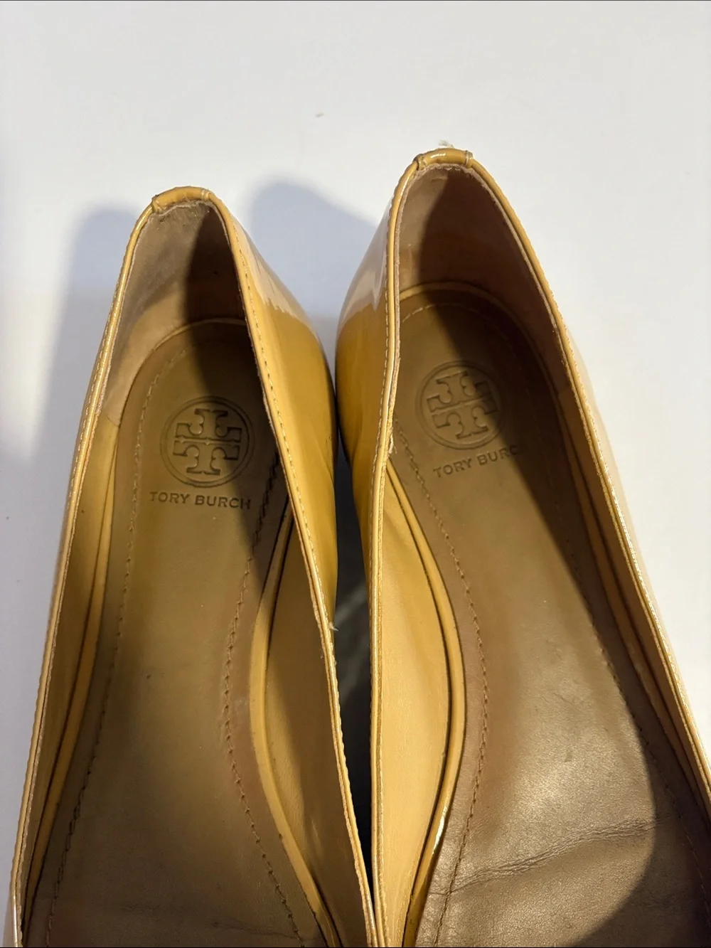 Tory Burch peep-toe patent leather flats